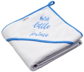 Prosop termal cu glugă bebeluși Baby Nellys Micul Prinţ, 80 x 80 cm - alb, tiv albastru 80 x 80