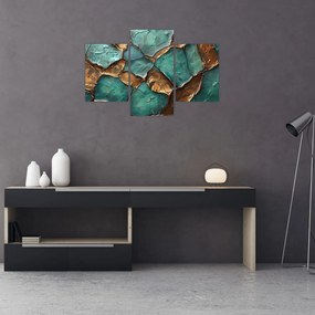 Tablou - Pictură verde-auriu (90x60 cm)