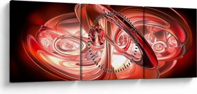 Tabloul - forme roșii (cu ceas) (90x30 cm)
