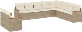 vidaXL Set canapele de grădină cu perne, 10 piese, bej, poliratan