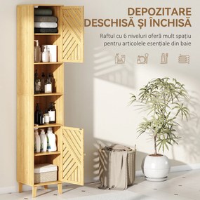 HOMCOM Dulap înalt pentru baie cu compartimente deschise și rafturi reglabile. | Aosom Romania