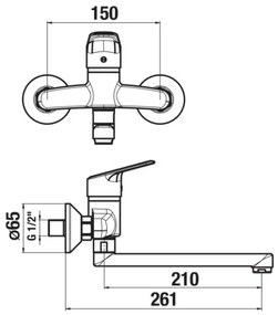 Baterie de lavoar JIKA H3112E70042301 TALAS 15x26,1 cm crom lucios