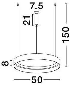Lustra circulara aluminiu alb LED CCT LUMIA 50cm