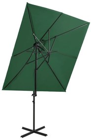 Umbrela suspendata cu invelis dublu, verde, 250x250 cm