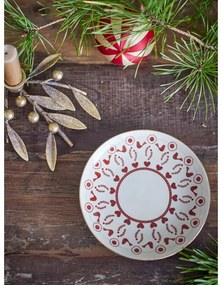 Farfurie crem pentru desert din gresie ø 16 cm cu model de Crăciun Jolly – Bloomingville