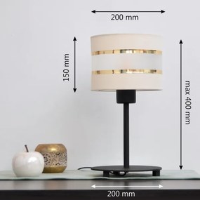 LED Lampă de masă HELEN 1xE27/15W/230V crem/neagră/aurie
