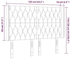 Tablie de pat cu aripioare gri deschis 163x16x118 128cm catifea 1, Gri deschis, 163 x 16 x 118 128 cm