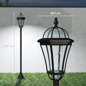 Outsunny Set 2 Lampi Solare de Gradina, Lumini de Exterior Solare cu 2 LED, Aprindere Automata si Durata 6 Ore, Negru | Aosom Romania