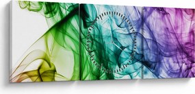Tablou - fum colorat (cu ceas) (90x30 cm)