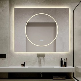 🪞 Oglindă LED cu Touch și Funcție Dezaburire, 3 Tipuri de Lumină – 100x80 cm, Model J193-10080 Smack