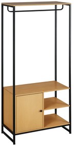 HOMCOM Cuier Industrial cu Suport pentru Haine, Rafturi Deschise și Dulap Închis, Design Modern, Metal și Lemn | Aosom Romania