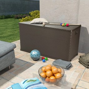 43710 vidaXL Cutie de depozitare pentru grădină maro 120x56x63 cm PP ratan