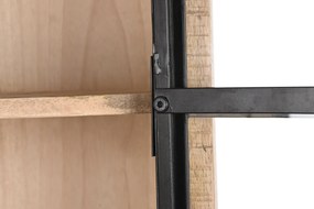 Etajeră din lemn de mango maro și metal negru, cu 4 uși și 1 raft, finisaj natural, 200 x 170 x 45 cm, „Arcole”