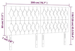 Tablie de pat cu LED, gri inchis, 200x7x118 128 cm, textil 1, Morke gra, 200 x 7 x 118 128 cm