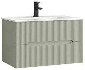Trent 80 dulap de baie inferior cu chiuvetă ceramică 2 sertare, verde