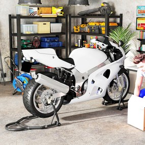 HOMCOM Set de 2 Suporturi Reglabile pentru Motocicletă, Tip Triunghi, din Oțel, Negru | Aosom Romania