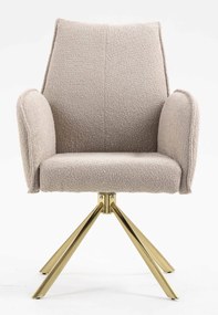 HR280 BAZĂ STEA Scaun Latte Boucle cu Bază Aurie