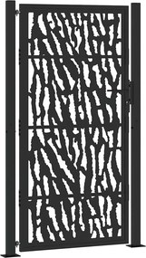 vidaXL Poartă de grădină neagră 100x175 cm, model cu urme din oțel