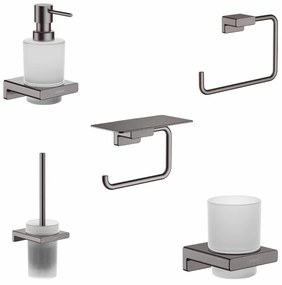 Set accesorii baie Hansgrohe AddStoris, negru periat