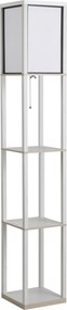 HOMCOM Lampă de Podea 40W cu 3 Rafturi Integrate și Comutator de Picior, Lampă Modernă din MDF și Acrilic, 26x26x160 cm, Alb | Aosom Romania