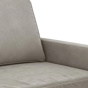 Canapea cu 3 locuri, gri deschis, 210 cm, material catifea Gri deschis, 228 x 77 x 80 cm