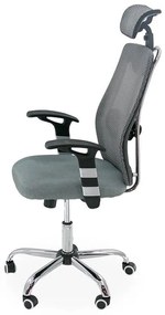 Scaun ergonomic cu tetiera si reglaj lombar pentru birou OFF 988 gri