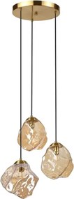 Lustră suspendată pe cablu CRISTAL 3xE14/15W/230V alamă/bej fumuriu