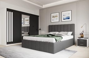 Set dormitor Prado Gri cu dulap Paris Alb/Gri