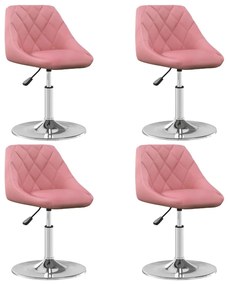 vidaXL Scaune de masă pivotante, 4 buc, roz, catifea