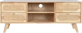 Comoda TV natur , din lemn de cauciuc si rattan „Rustic Serenity”