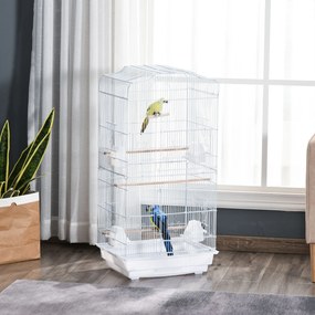 PawHut Cusca Albă pentru Păsări, Spațioasă, cu Accesorii Incluse, 46.5x35.5x92cm | Aosom Romania