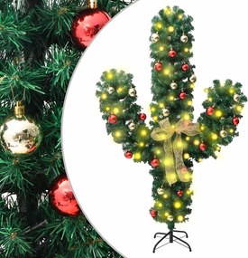 vidaXL Cactus de Crăciun cu suport și LED, verde, 210 cm, PVC