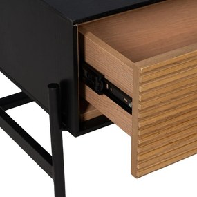 Măsuță de cafea neagră/în culoare naturală cu aspect de lemn de frasin 60x124 cm Orleans – Ixia