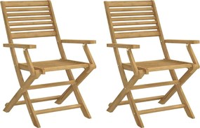 vidaXL Scaune grădină pliante 2 buc 54,5x61,5x86,5cm lemn masiv acacia