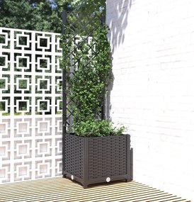 vidaXL Jardinieră de grădină cu spalier negru, 40x40x136 cm, PP