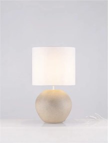 Veioza decorativa, Ghips, Crem, Tesatura, Alb, Mizu