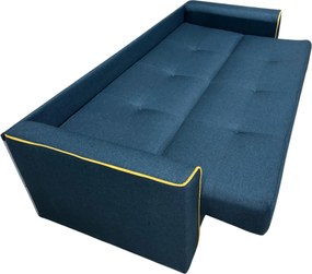 Canapea VERA extensibila, 3 locuri, lada de depozitare, stofa bleumarin + galben, 225x90x90 Bleumarin + Galben, Stofa
