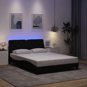 vidaXL Cadru de pat cu LED fără saltea Negru 140x200 cm Material