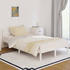 810426 vidaXL Cadru de pat, alb, 120x200 cm, lemn masiv de pin