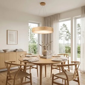 Lustră suspendată pe cablu NATURAL MODERN, 3xE27/15W/230V, Ø 47,5 cm, lemn de pin