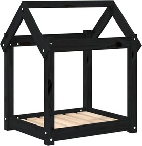 vidaXL Pat pentru câini, negru, 61x50x70 cm, lemn masiv de pin