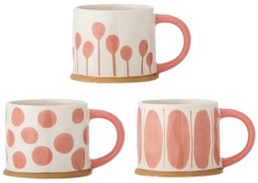 Căni somon/crem 3 buc. din gresie 450 ml Linora – Bloomingville