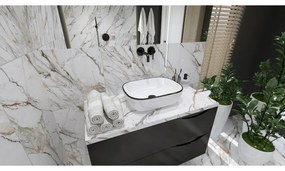 Lavoar pe blat Rune Alvar dreptunghiular 46 cm alb-negru lucios