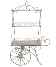 Suport decorativ plante, alb, din metal, aspect vintage