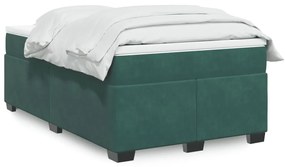 vidaXL Pat box spring cu saltea, verde închis, 120x200 cm, catifea