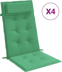 vidaXL Perne scaun cu spătar înalt, 4 buc, verde, țesătură Oxford