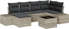 vidaXL Set de canapele pentru grădină 7 pcs Gri deschis poliratan