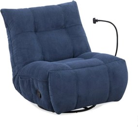 Fotoliu recliner MARCUS, albastru/negru, stofa clasica/metal, 84x104x9