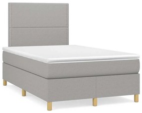 vidaXL Pat box spring cu saltea, gri deschis, 120x190 cm, textil