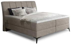 Pat matrimonial Boxspring 180 cm Alberto (bej) (cu saltele). 1027401